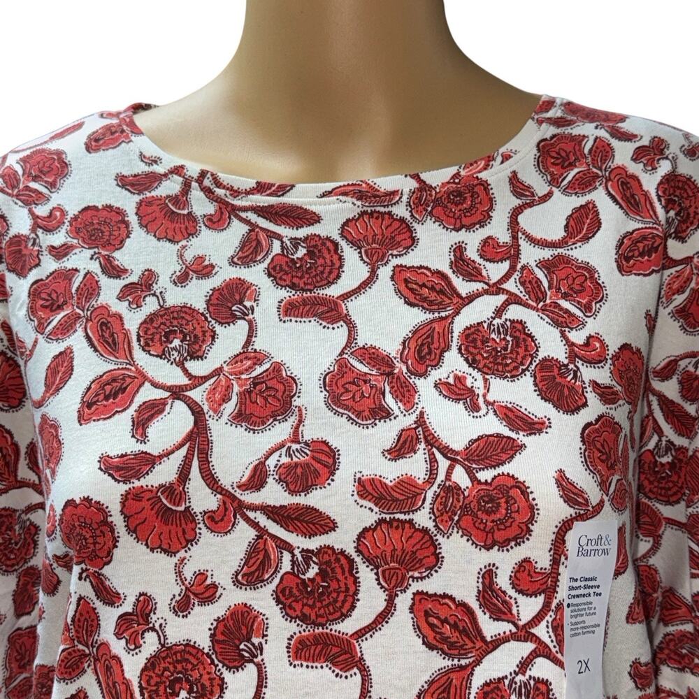 CROFT & BARROW MULTICOLOR WOMEN'S THE CLASSIC CREWNECK SHORT SLEEVE TEE SZ/ 3X - Picture 2 of 7